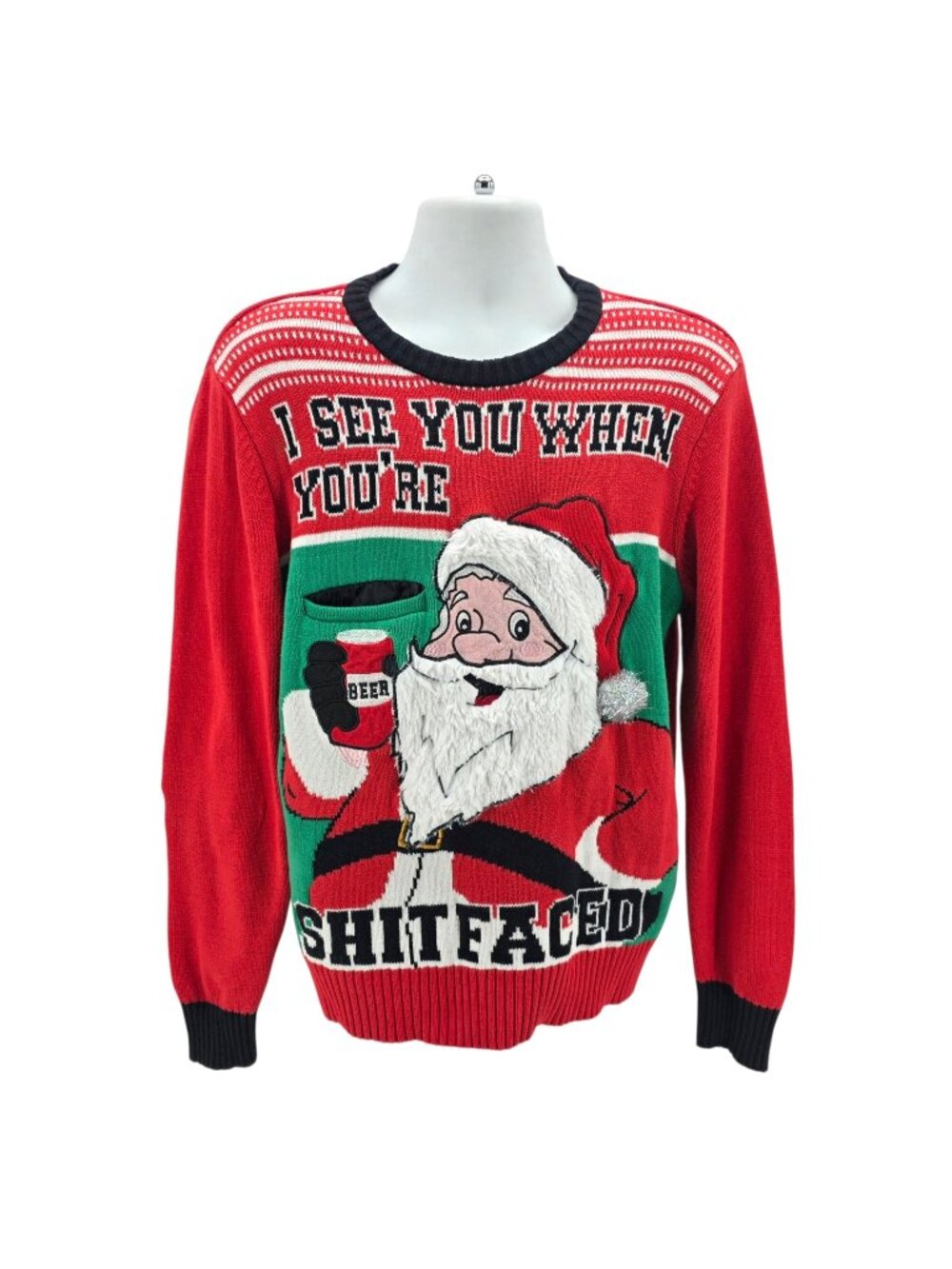 Spencer's Workshop Adult Large Sweater Santa I See You When You Are Sh*t Faced